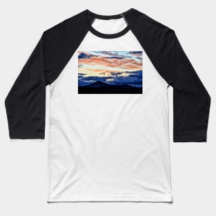 Red sky over the Trossachs mountains. Scotland Baseball T-Shirt